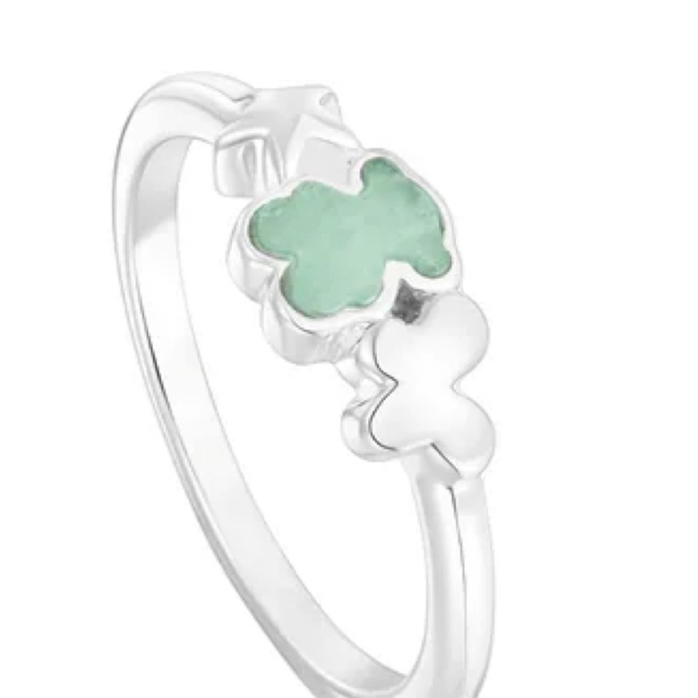 Silver Bold Motif Amazonite Stone Size 7, 7.5